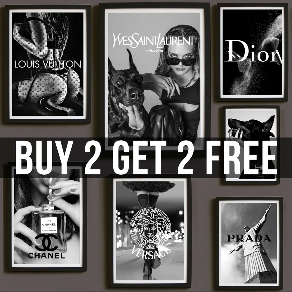 Fashion Brand Posters Black & White Wall Art Poster Print Gallery Wall Picture